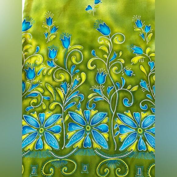 Vintage Y2K California Concepts Yellow Floral Print Sleeveless Belted Maxi Dress - Picture 7 of 8